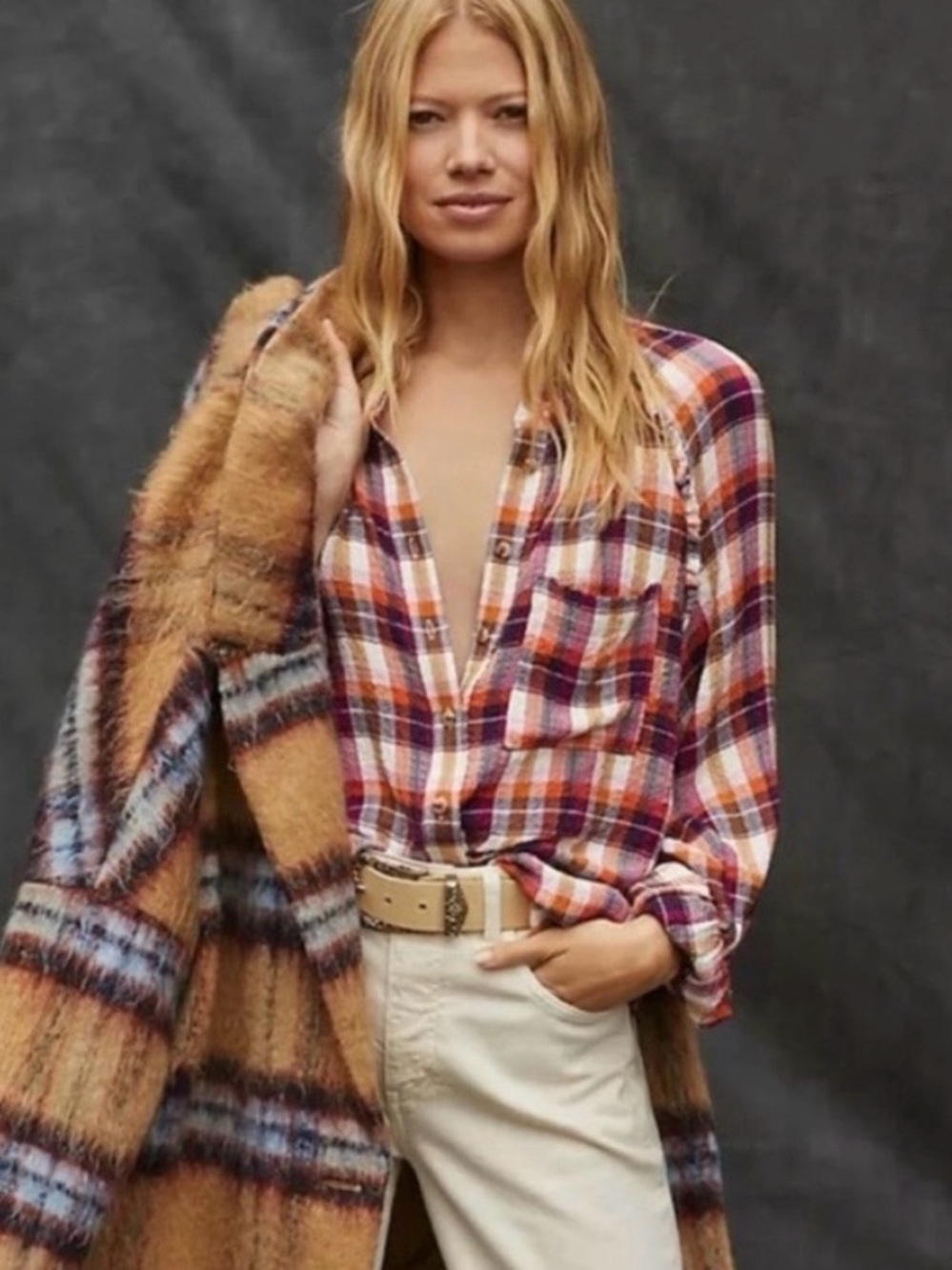 Anthropologie Pilcro Breezy Buttondown Flannel in Raspberry (Price Firm)